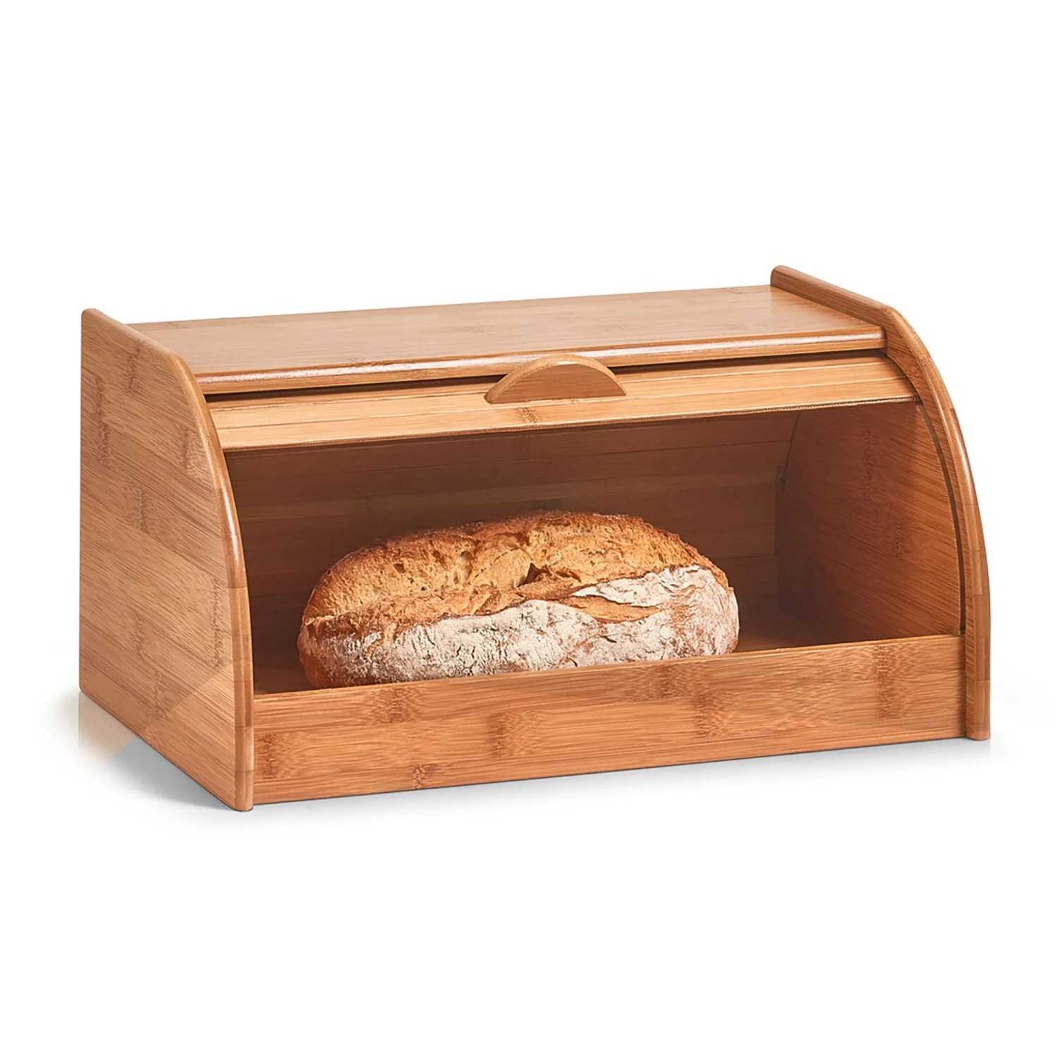 Zeller Rollbrotkasten aus Bambus mit Brot, Küchenhelfer für frische Backwaren.