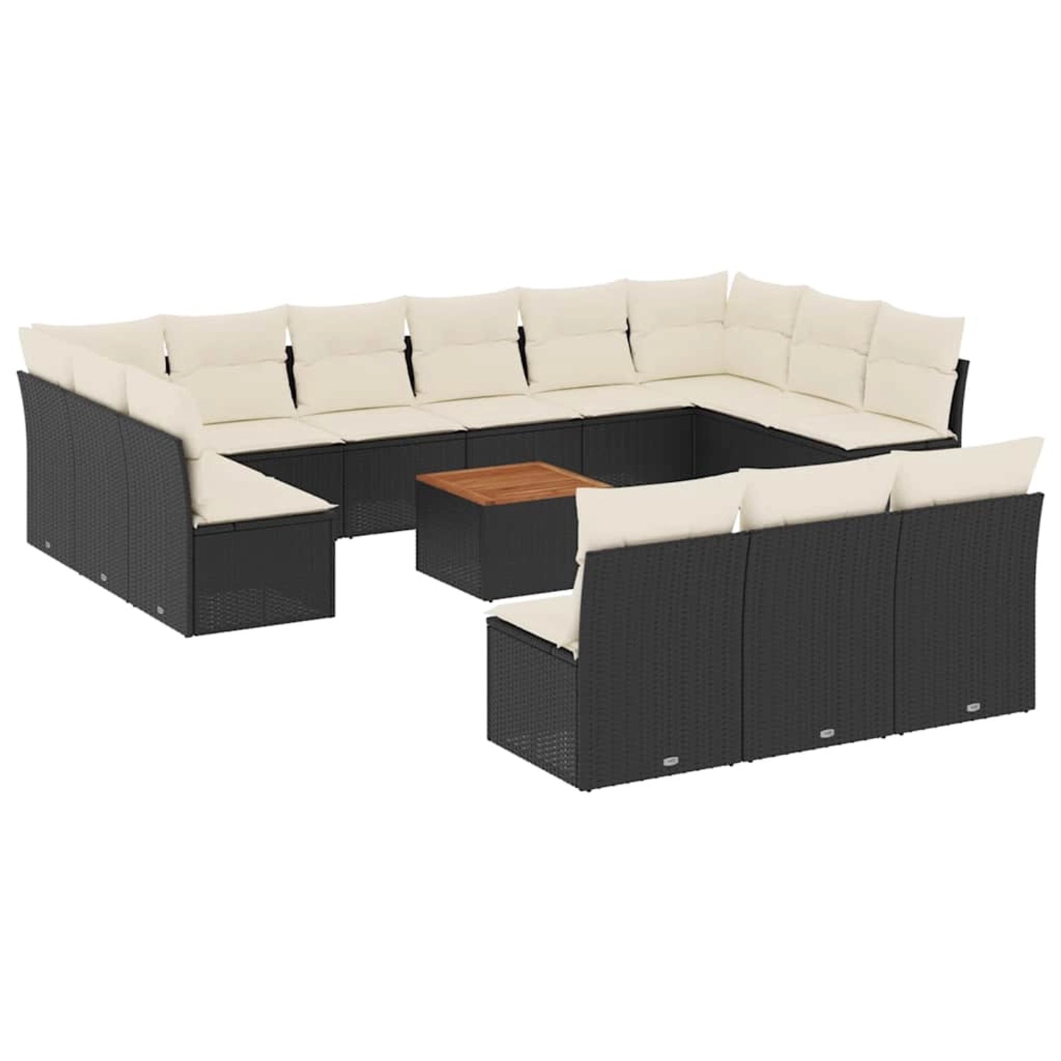 vidaXL 14-Tlg Garten-Sofagarnitur mit Kissen Schwarz Poly Rattan 3256231 günstig online kaufen