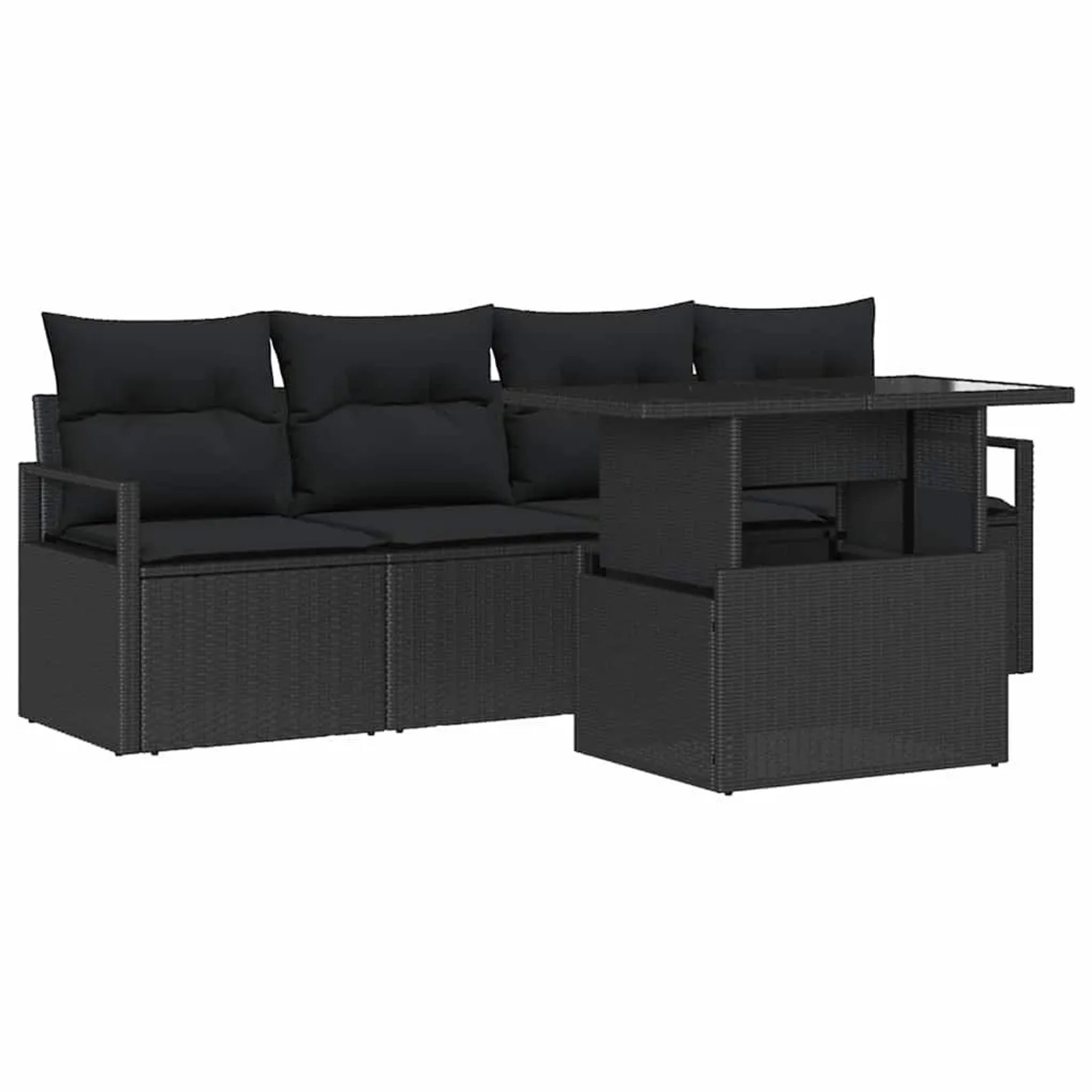 vidaXL Sofa Set mit Kissen 5-Tlg Schwarz Poly-Rattan 3348729 günstig online kaufen
