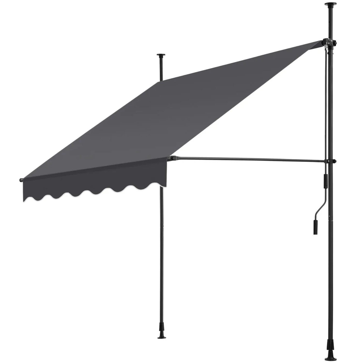 Tectake Klemmmarkise  Mit Handkurbel Uv Beständig 150 x 180 cm 180 x 150 x 304 cm Schwarz Grau