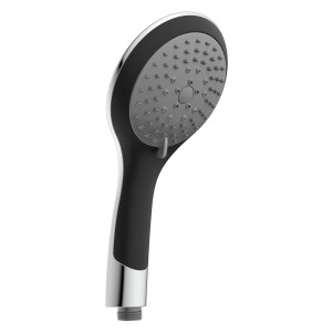 Schütte Broadway Handbrause, schwarz/chrom, mit Antikalk-Noppen und 5 Strahlarten.