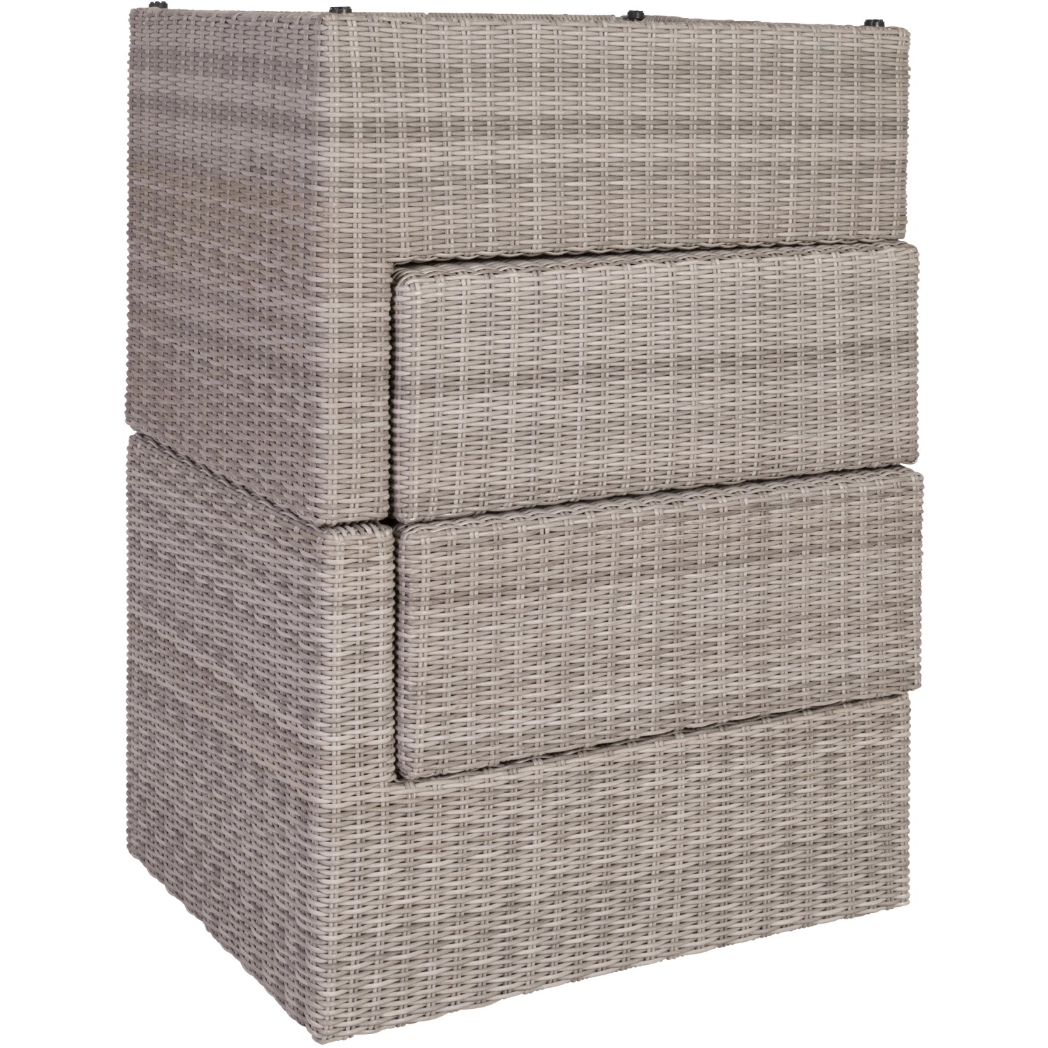 Gestapeltes, graues Greemotion Olea Wood Lounge-Set aus Stahl, 5-teilig, für Balkon/Garten.