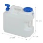Weißer Relaxdays 18 L Wasserkanister aus HDPE mit blauem Hahn, Schraubdeckel und Tragegriff für Camping.