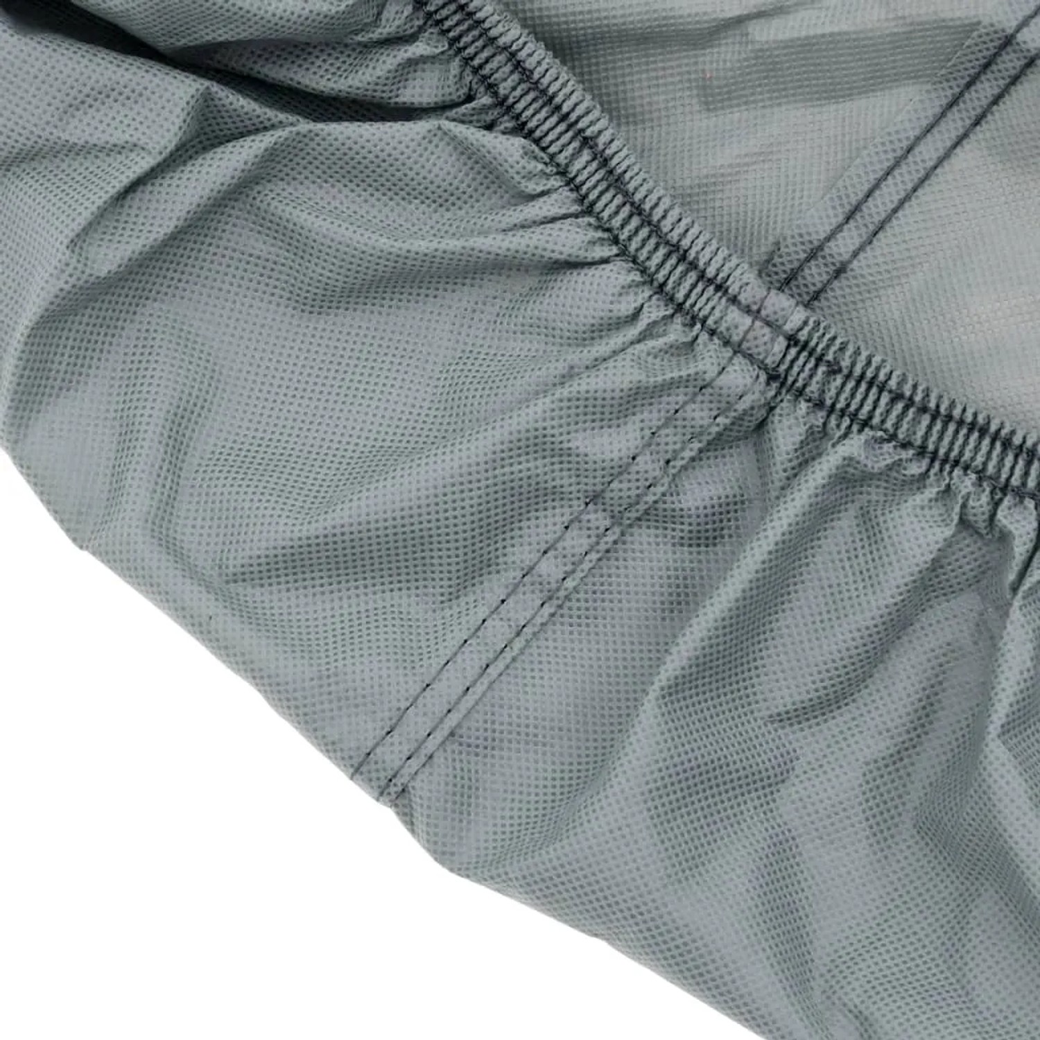Detailaufnahme der grauen vidaXL Autoabdeckung für SUV, L, aus Vliesstoff mit elastischen Kanten.