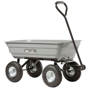 Haemmerlin Gartenwagen mit Kipper, 4x4, grau, mit vier Lufträdern und Stahlgestell.