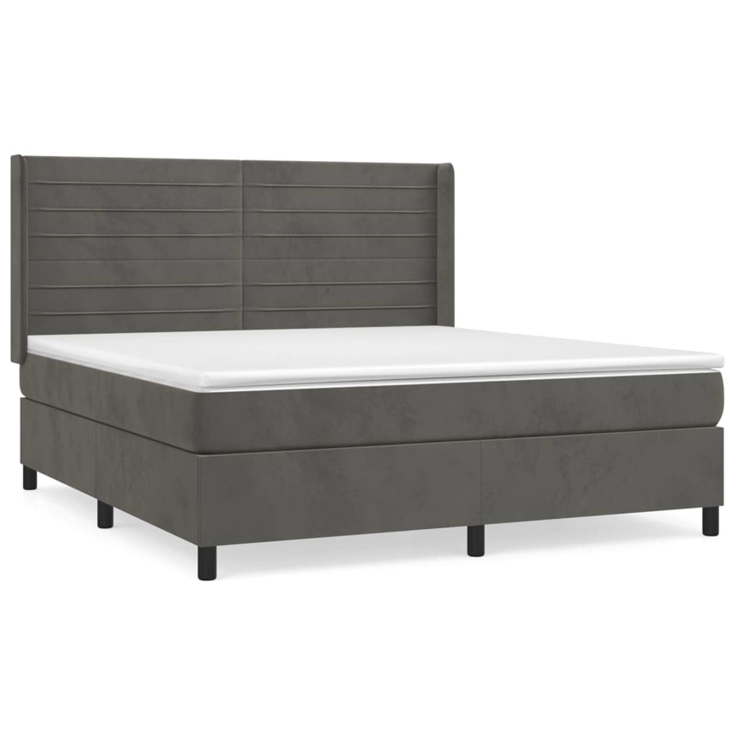 vidaXL Boxspringbett mit Matratze Dunkelgrau 180x200 cm Samt1536557 günstig online kaufen