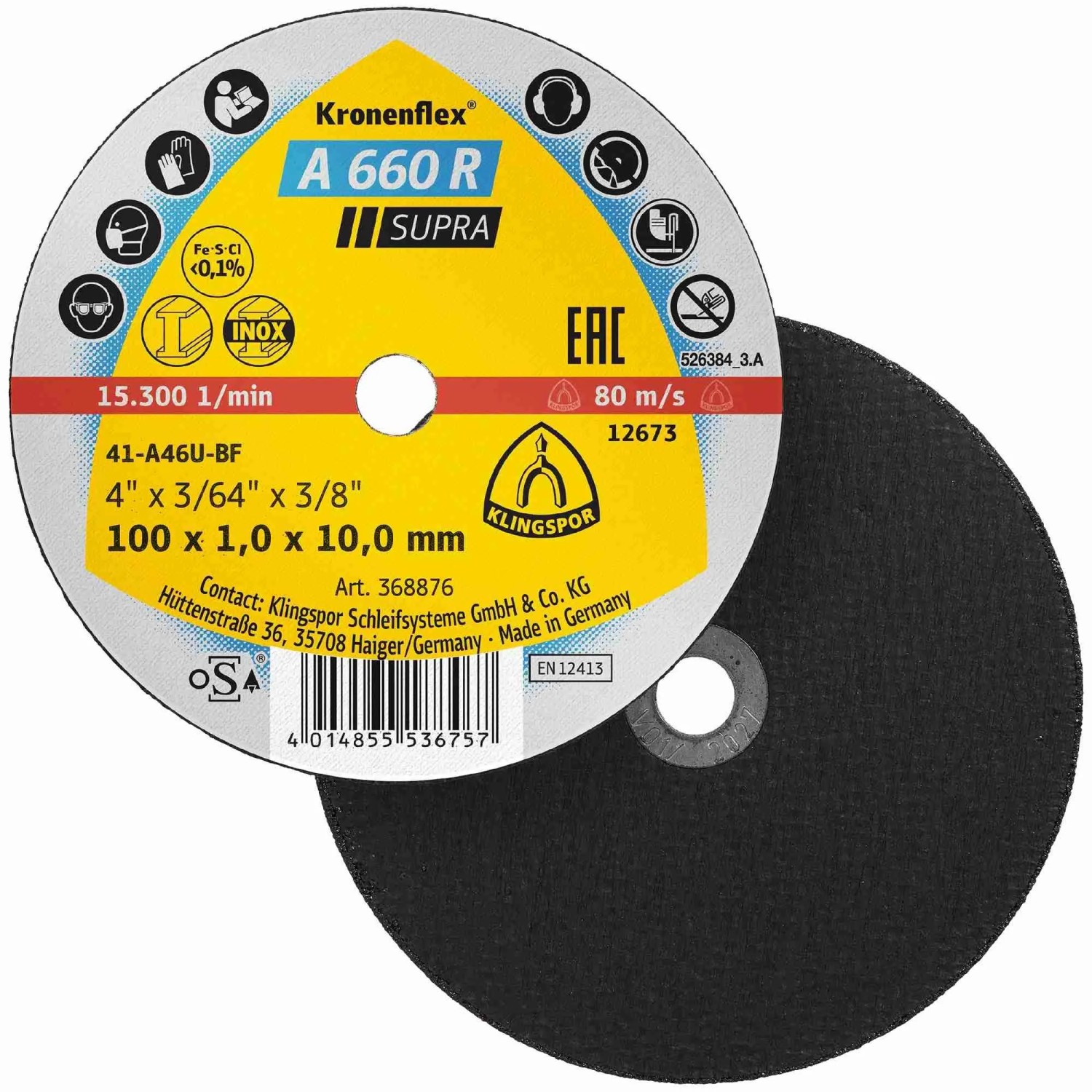 Klingspor Trennscheibe A 660 R Supra 100x1x10 mm 10 Stück