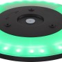 Schwarze LED-Deckenleuchte Sapana mit RGB-Backlight und grüner Beleuchtung.