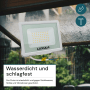 LUXULA LED-Außenstrahler, 50W, warmweiß, IP65, wetterfest, robust, weißes Slim Design.