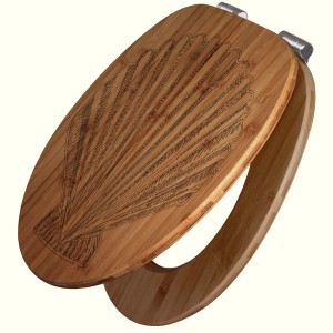 Banjado WC-Sitz aus Bambus mit Muschel-Gravur und Absenkautomatik.