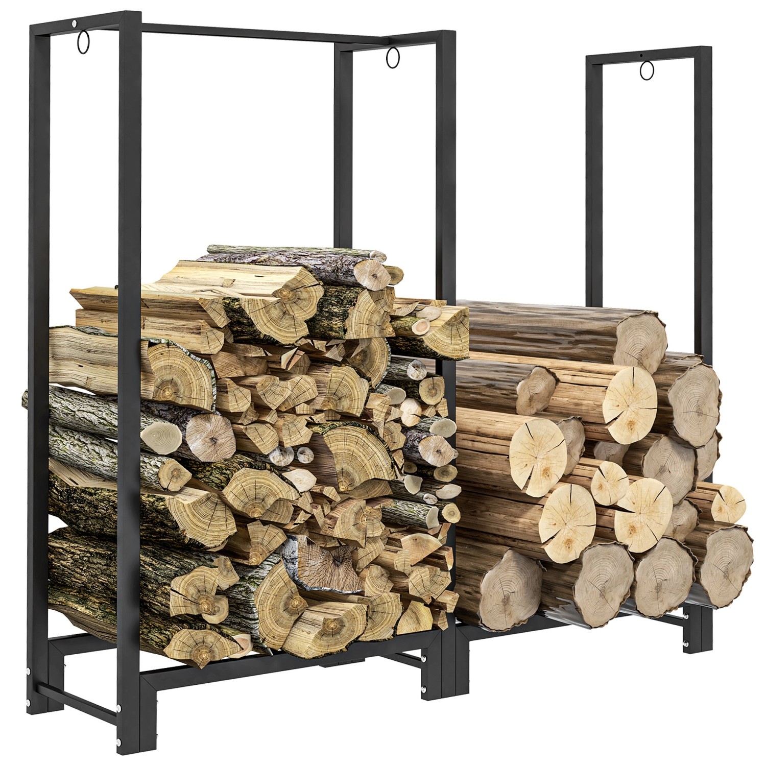 Outsunny Kaminholzregal Feuerholzregal für Brennholz Stahl Schwarz günstig online kaufen