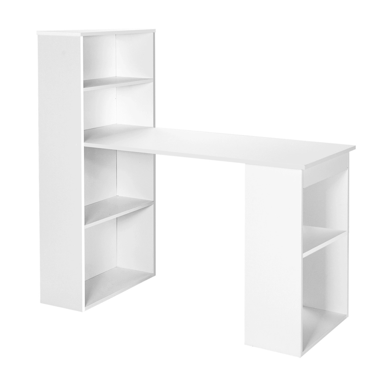 Costway Schreibtisch mit Bücherregal 122 x 56 x 122 cm Weiß günstig online kaufen