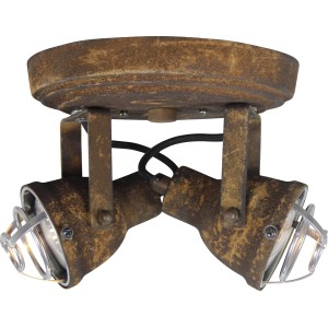Rostfarbene 2-flammige Wandlampe Bente im Industrial-Look.