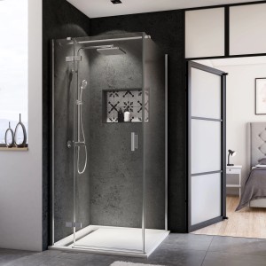 Breuer Quick72 Panorama Seitenwand, 90x200 cm, Chrom/Klarglas für Drehtür-Kombination.