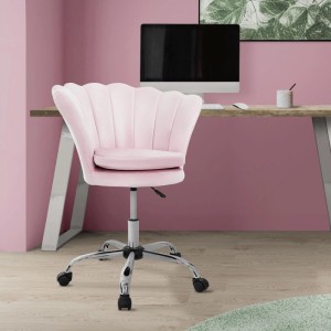 Hellrosa ML-Design Drehstuhl Samt, höhenverstellbarer Bürostuhl mit 5 Rollen.