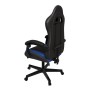 Juskys Gamingstuhl HyperSeat, schwarz/blau, Rückansicht. Bürostuhl mit Kunstlederbezug.