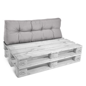 Beautissu ECO Style Palettenkissen Rücken, 120x40cm, hellgrau, auf Europalette.