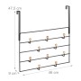 Relaxdays Türgarderobe Stahl Holz Schwarz 10 Haken 47,5 cm x 46 cm x 9 cm 0,7 kg_4
