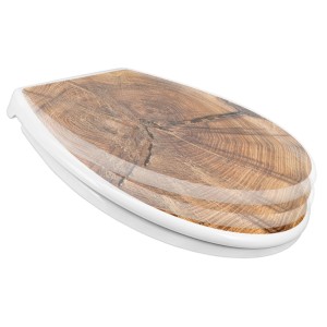 Banjado WC-Sitz Familie mit Absenkautomatik, Motiv Jahresringe, Kindersitz, Polypropylen.