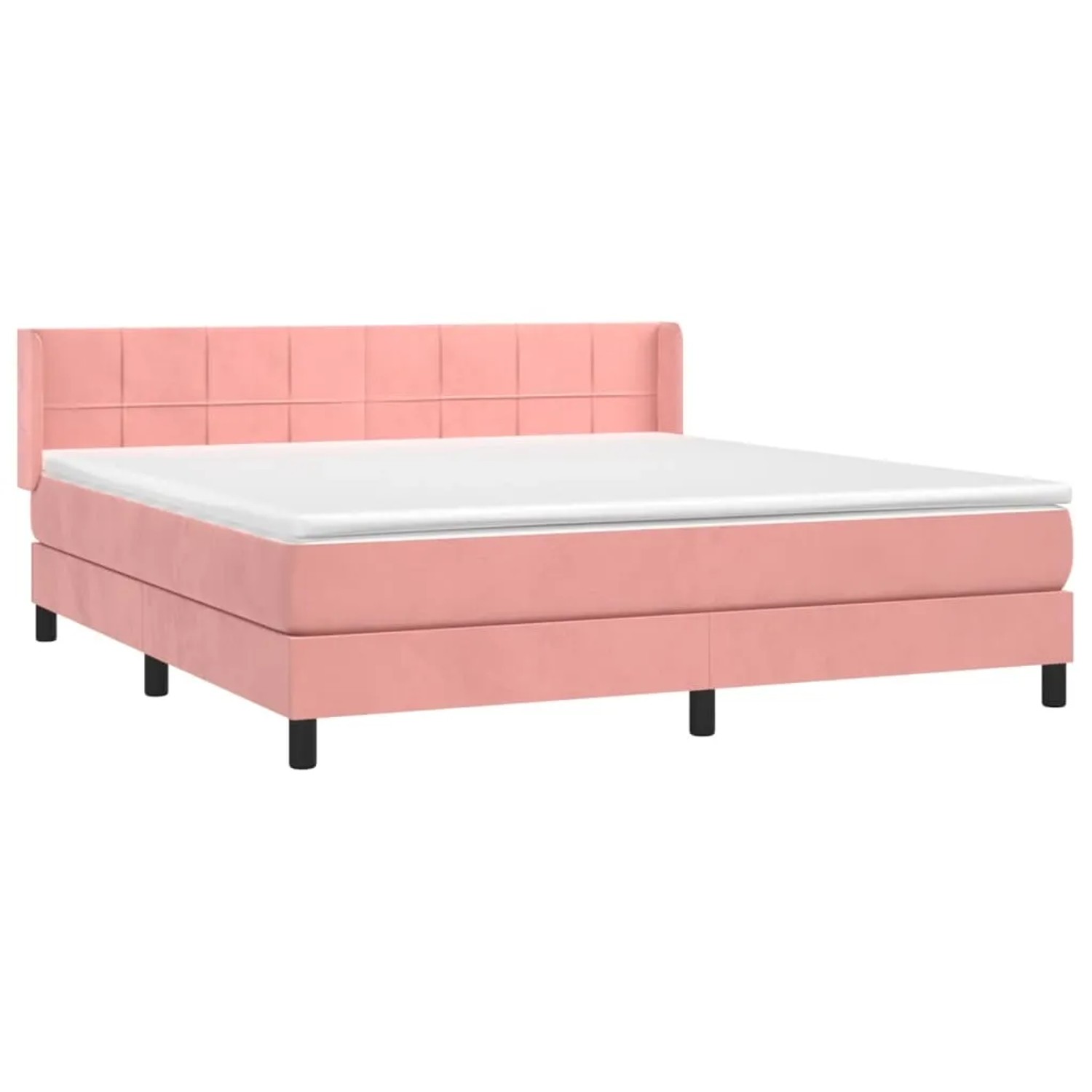 Rosa vidaXL Boxspringbett 160x200 cm mit Samtbezug, Matratze und Topper.