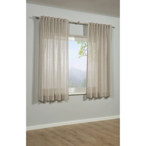 Beiger Bennetti Schal Naturoptik, 140x245 cm, am Fenster mit Gardinenstange.