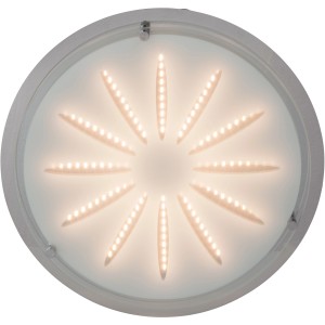 Runde LED-Deckenleuchte Cathleen, 15W, Chrom, mit sternförmigem Lichtmuster.