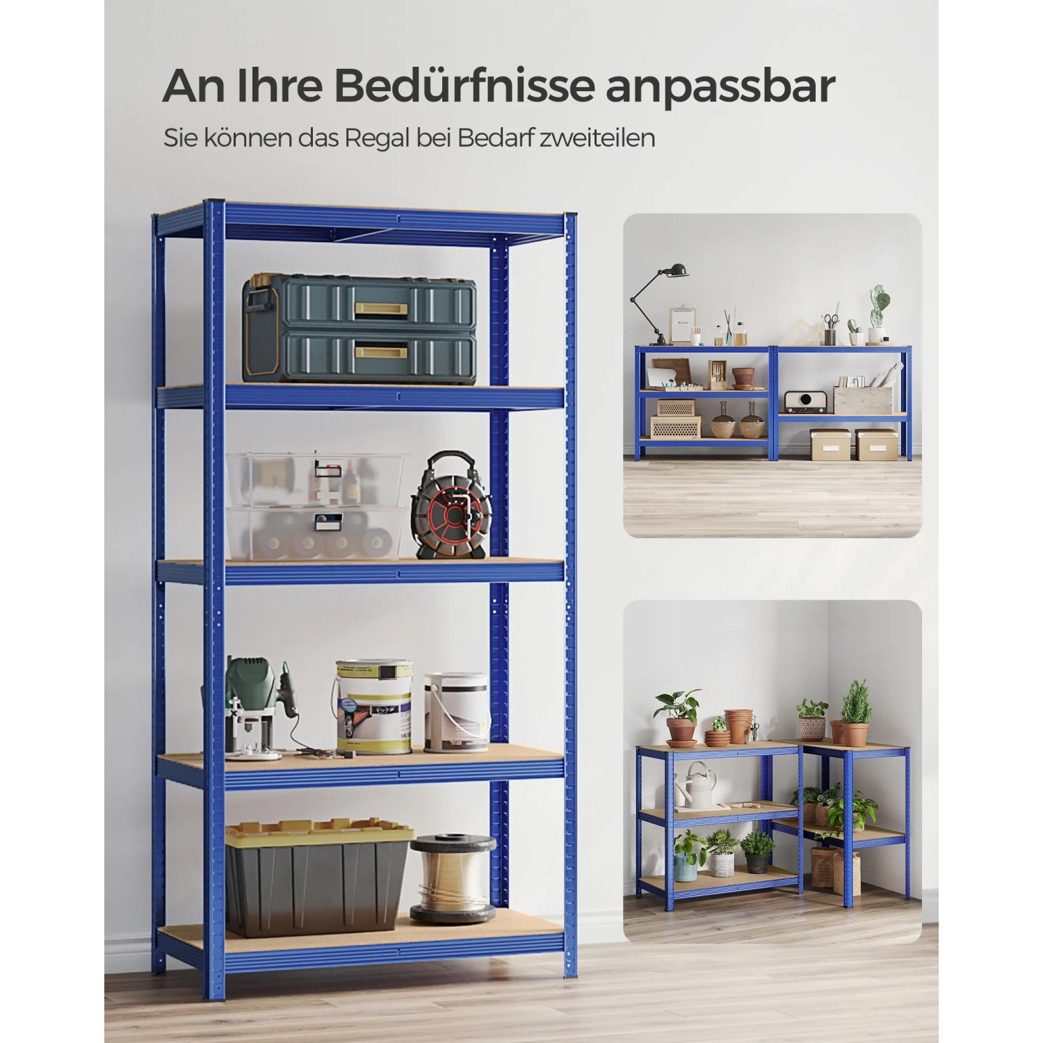64872 | Set Schwerlastregale blau 120 x 60 x 204 cm