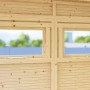 Innenansicht Gartenhaus Cubus 2 Office mit zwei Fenstern aus Holz und Sicherheitsglas.