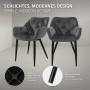 ML-Design Esszimmerstühle, 6er Set, anthrazitfarbener Samt, gesteppte Rückenlehne, schwarze Metallbeine.