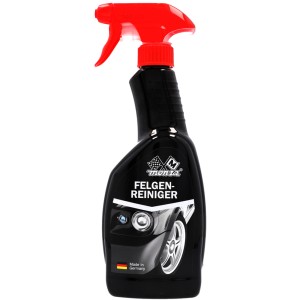 Monza Felgenreiniger, 500 ml Flasche mit rotem Sprühkopf, für Autopflege.