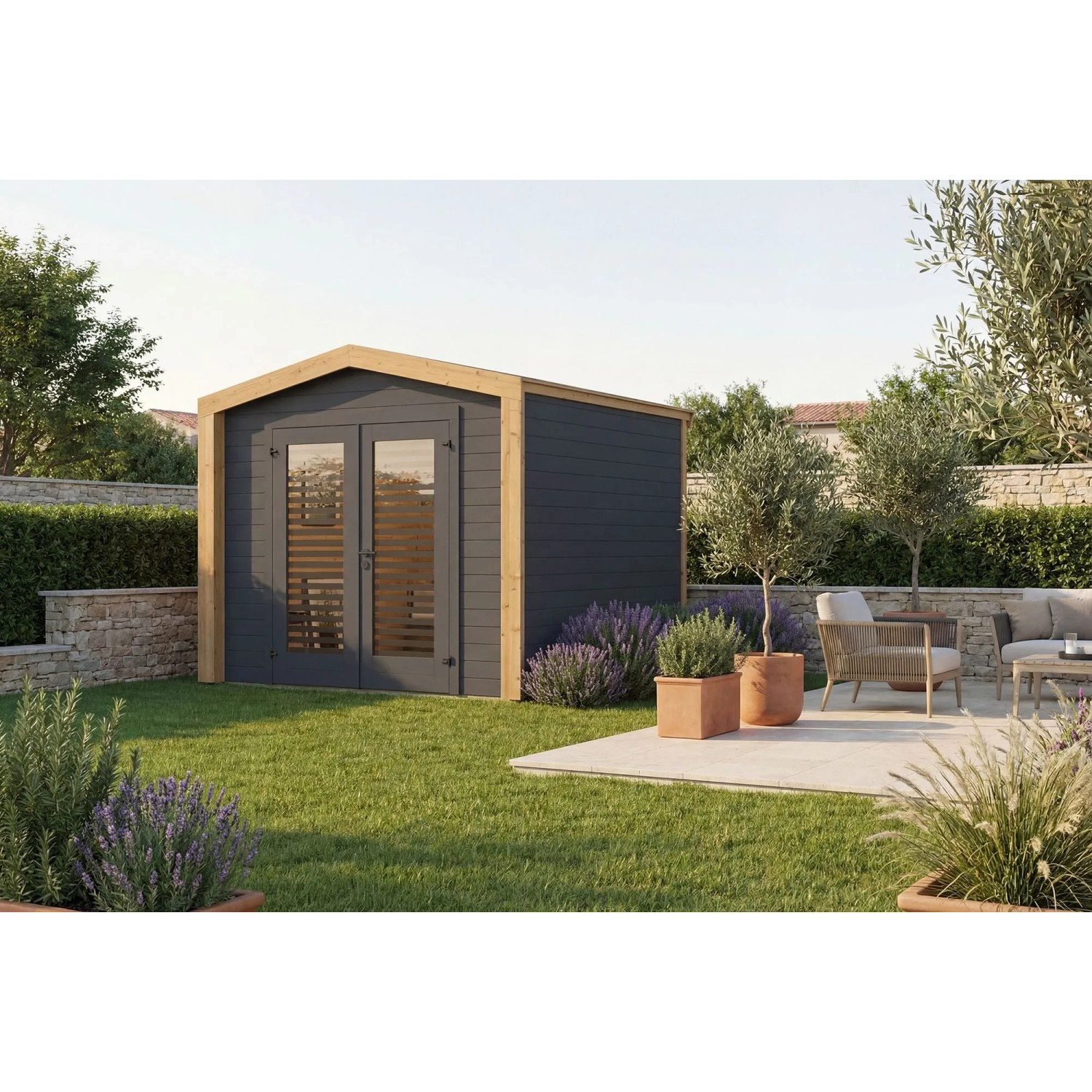 Weka Holz-Gartenhaus Killarney Satteldach Lasiert 261 cm x 263 cm