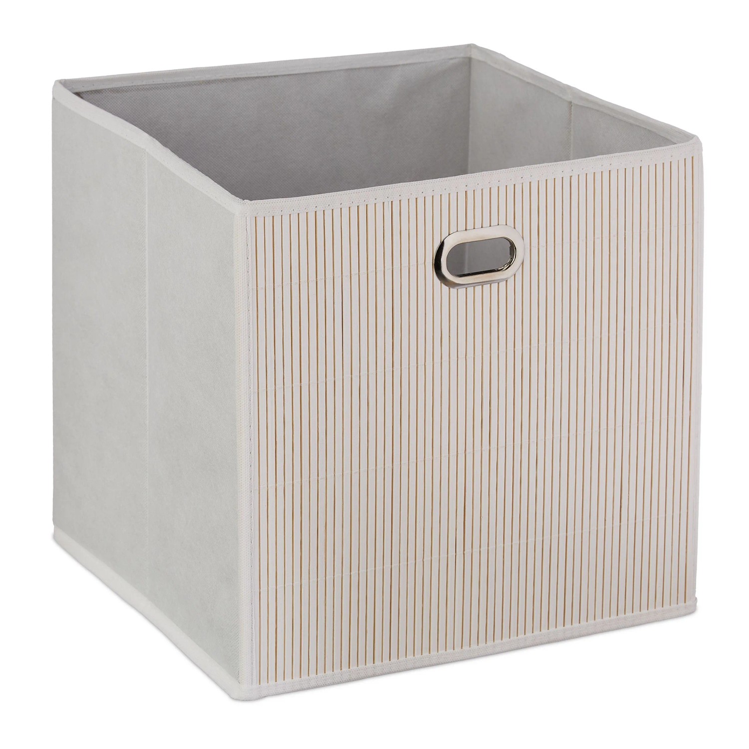 Relaxdays Aufbewahrungskorb Bambus Weiß Hoch Faltbar 31 cm x 31 cm x 31 cm 0,55 kg