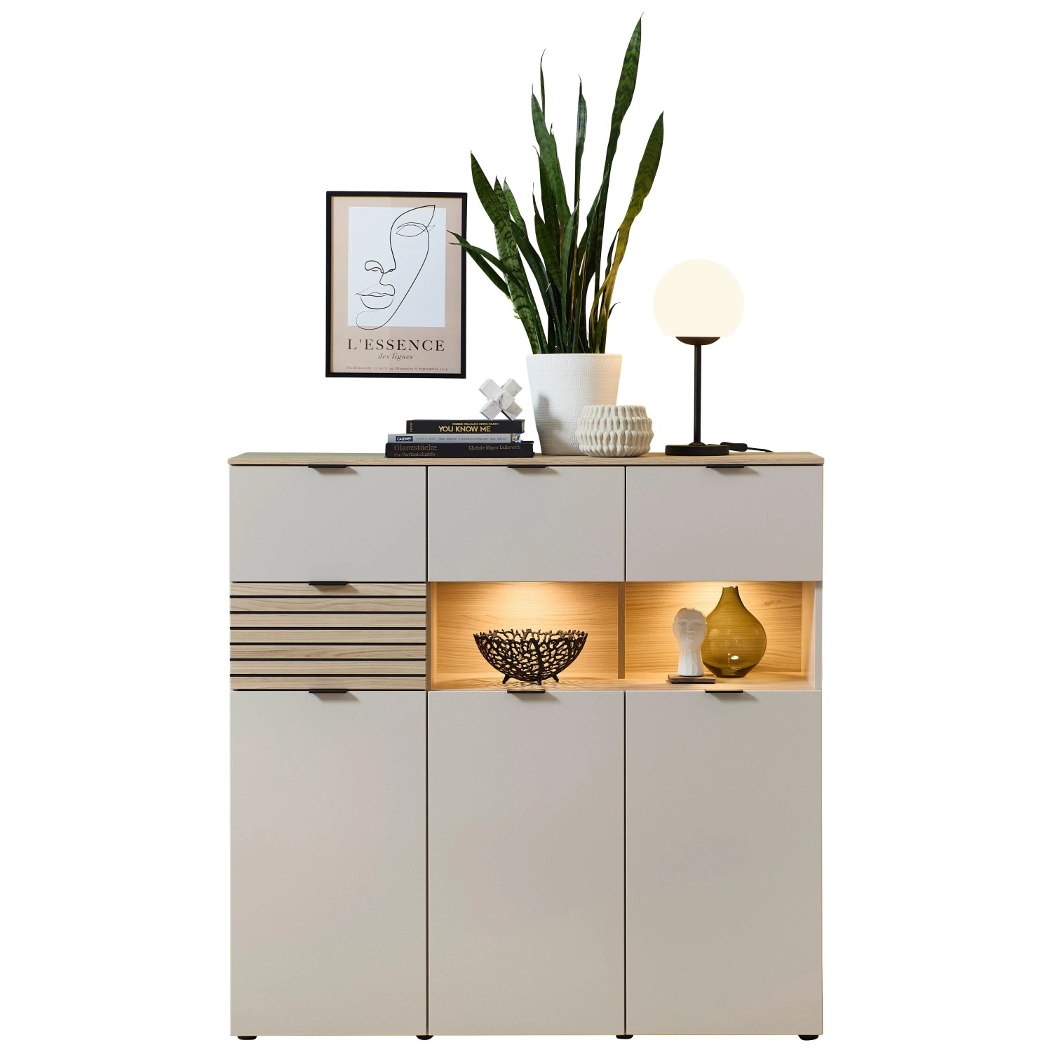 Premium Living Highboard Memphis Eichefarben/Kaschmir
