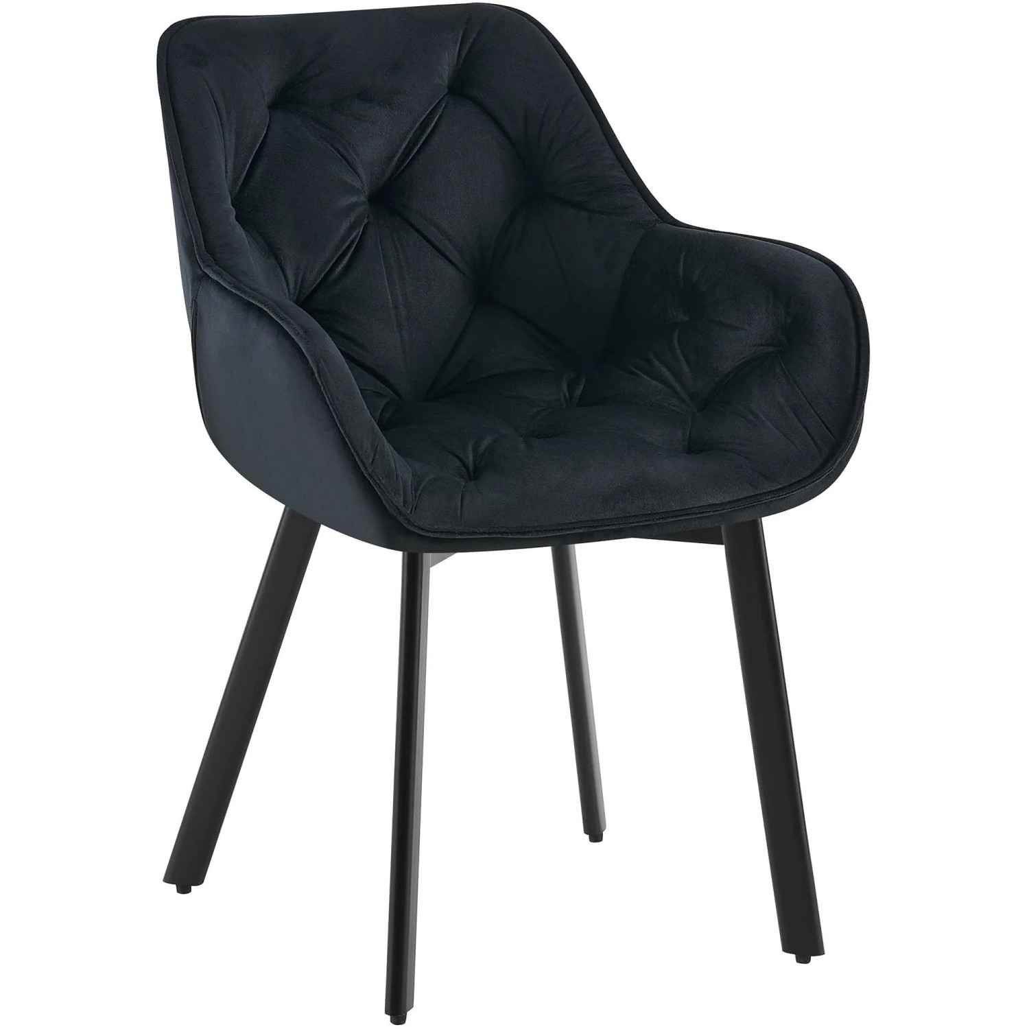 DELUKE 2er Set Esszimmerstuhl VOVER Samt Schwarz 57x62x84cm Essstühle Esszimmerstühle Küchenstühle Wohnzimmerstühle