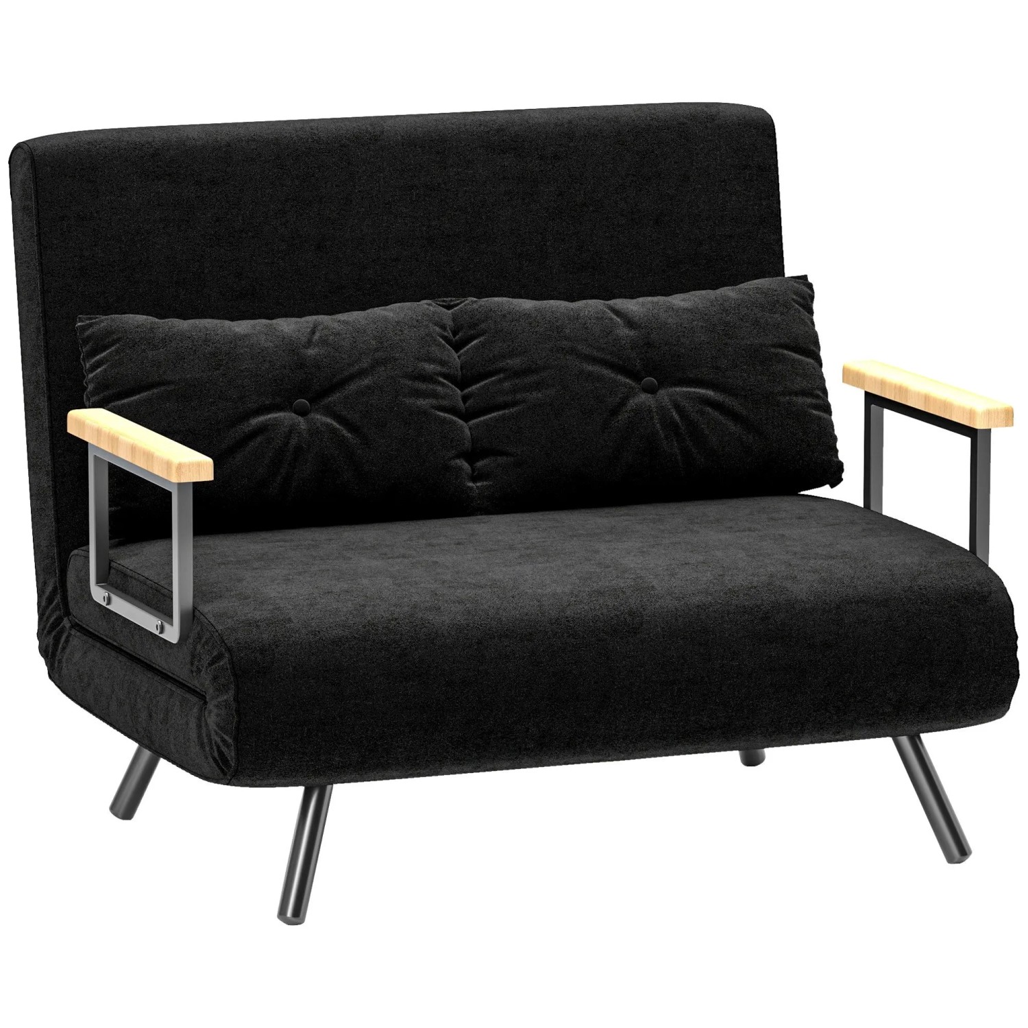 HOMCOM Schlafsofa Stahl Polyester 102L x 73B x 81H cm Schwarz