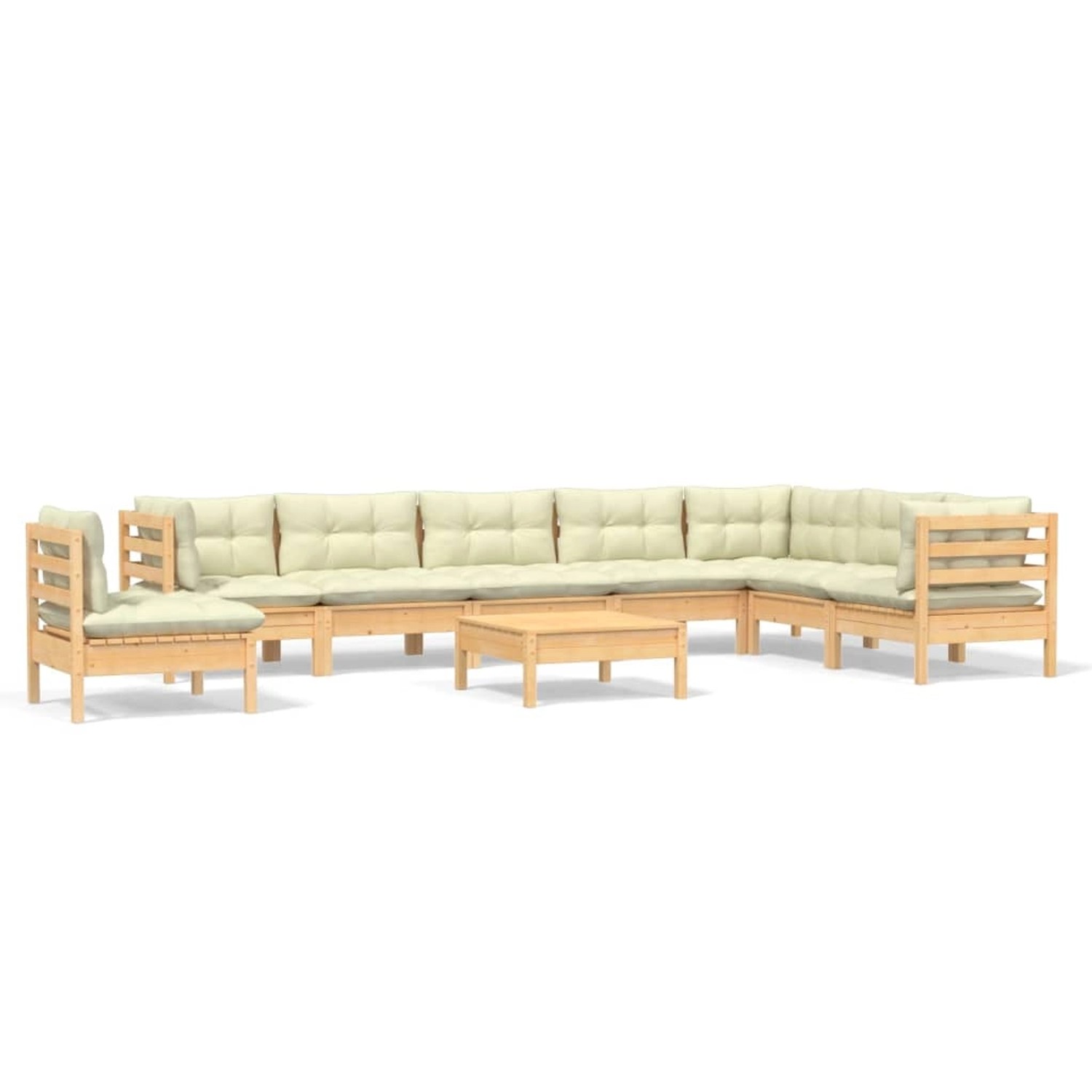 vidaXL 9-tlg Garten-Lounge-Set mit Creme Kissen Massivholz Kiefer Modell 12 günstig online kaufen