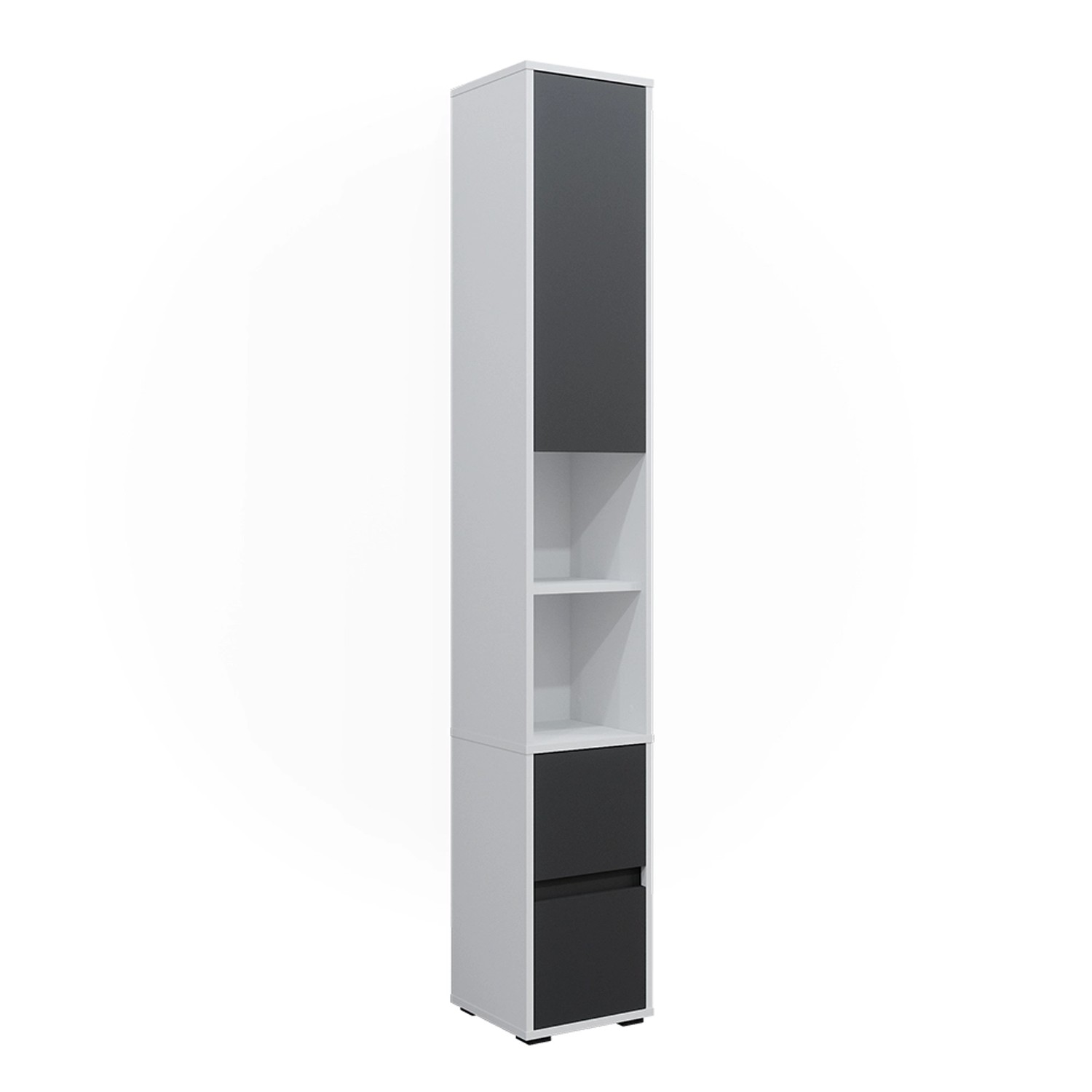 Vicco Wäscheschrank Maltin Weiß 30 x 189 cm mit einer Tür und Zwei Schublad günstig online kaufen