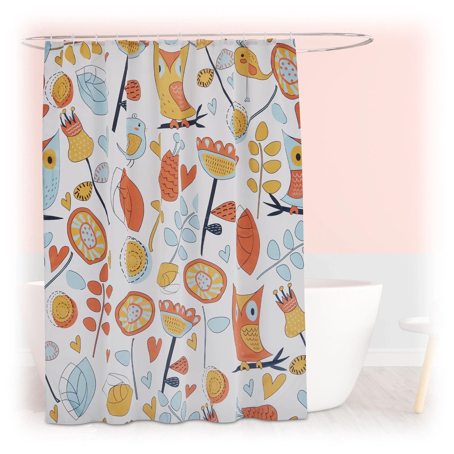 Relaxdays Duschvorhang Polyester mit Motiv Wasserabweisend Schimmelresistent 180 cm x 200 cm