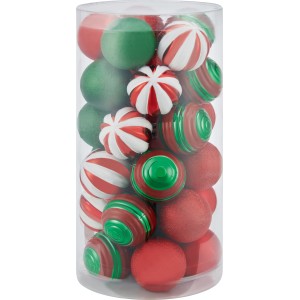 30-teiliges Weihnachtskugel-Set (Ø 4cm) in Rot, Weiß und Grün mit verschiedenen Oberflächen.