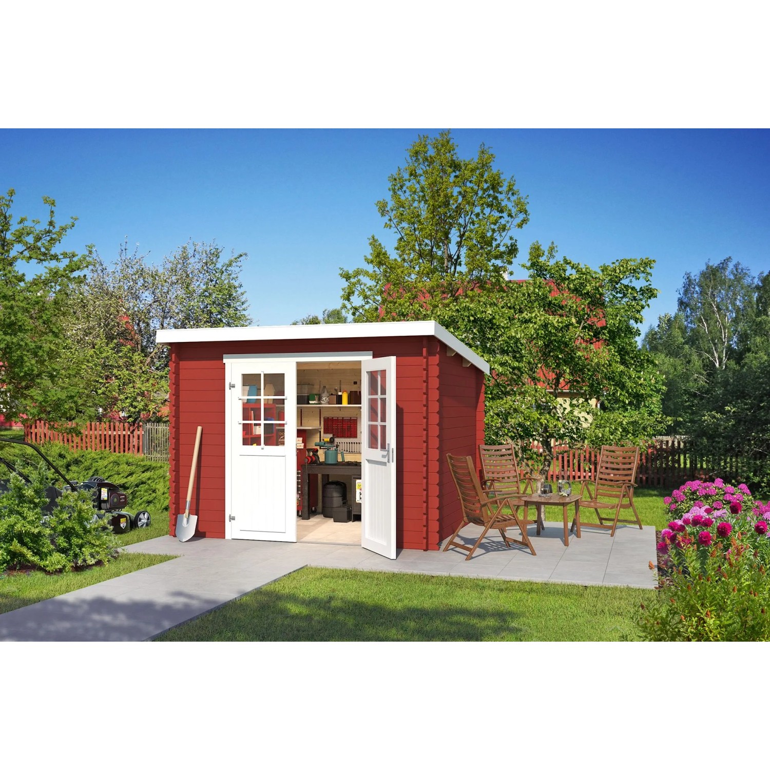 Lasita Holz-Gartenhaus San Jose 230 Flachdach Lasiert 275 cm x 230 cm