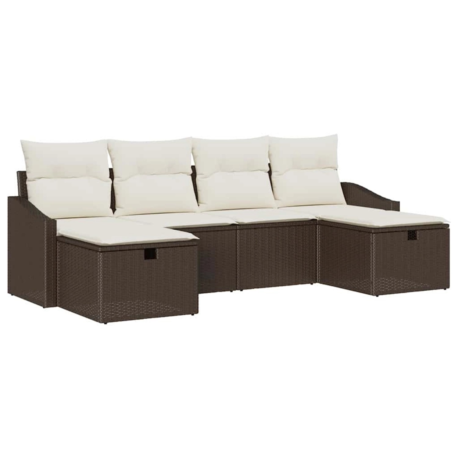 vidaXL Garten-Sofa-Set mit Kissen 6-Tlg Braun Poly Rattan 3359317 günstig online kaufen