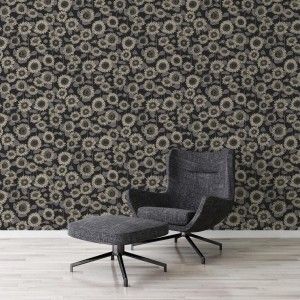 Bricoflor Vliestapete mit Sonnenblumenmuster in Schwarz und Grau im Landhausstil.