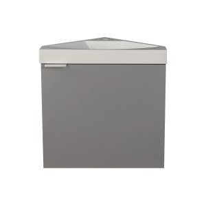 Grauer matter Vente-unique Manodo Eck-Waschbeckenunterschrank 56 cm mit integriertem Handwaschbecken, modern und hängend.