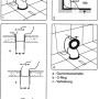 Installationsschema des kürzbarem S-Siphons für Stand-WC/Hock-WC mit senkrechtem Abgang. Zeigt Kürzen, Dichtungen und Maße.
