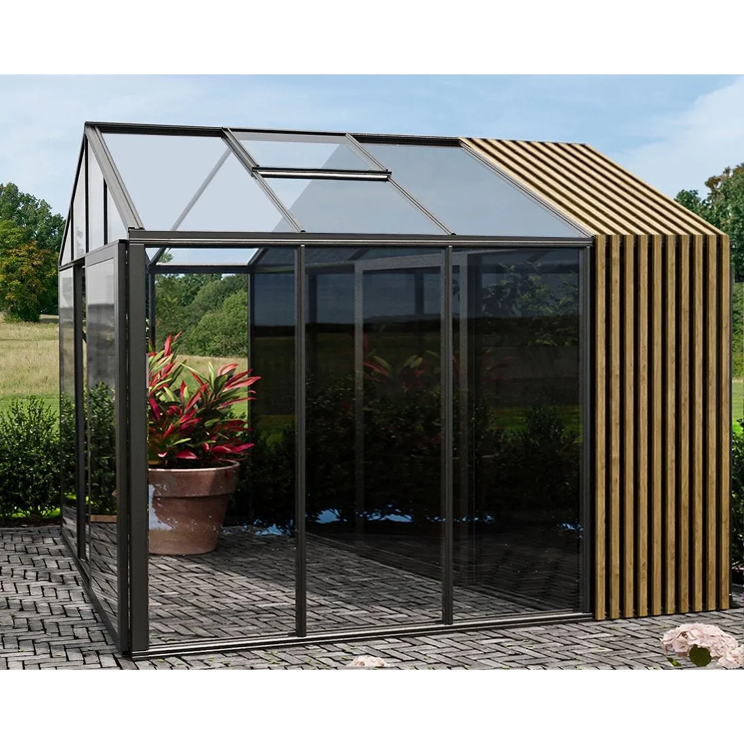 Bloomcabin Premium-Qualität Gewächshaus Klassik mit Kleinem Integriertem Stauraum mit Accoya-Fusion GHCSSAF3