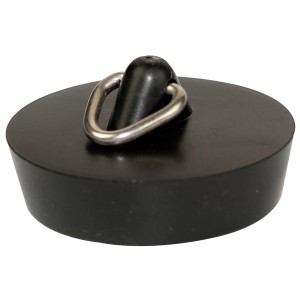 Schwarzer Kirchhoff Ventilstopfen für Waschbecken, 45,5 mm Durchmesser.