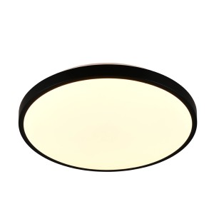 Schwarze, runde LED-Deckenleuchte Slope, Ø 39 cm, für Wohnräume mit dimmbarer Lichtfarbe.