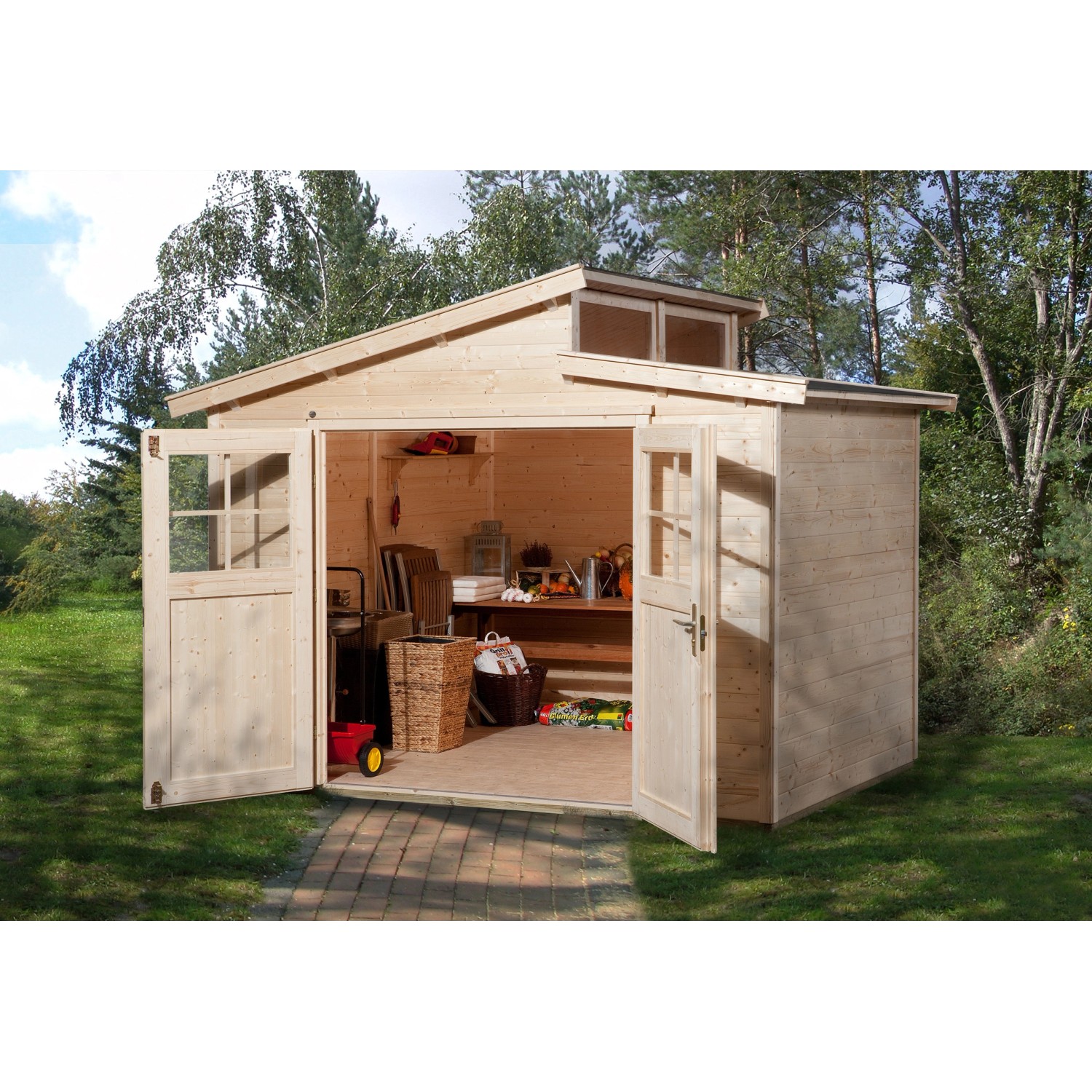 Weka Holz-Gartenhaus/Gerätehaus Natur Pultdach Unbehandelt 231 cm