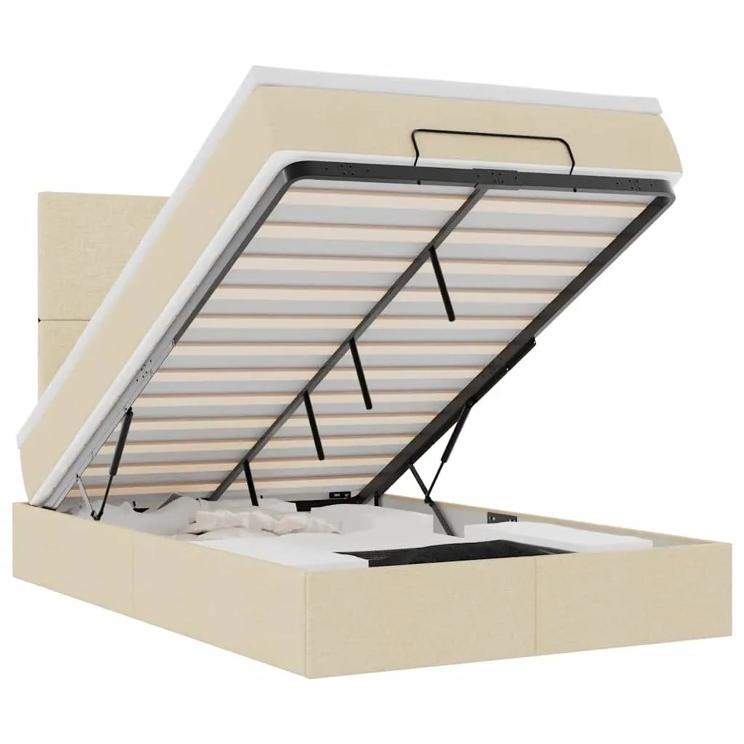 vidaXL Ottoman-Bett mit Matratze & LEDs Creme 120x190 cm Stoff 3313911