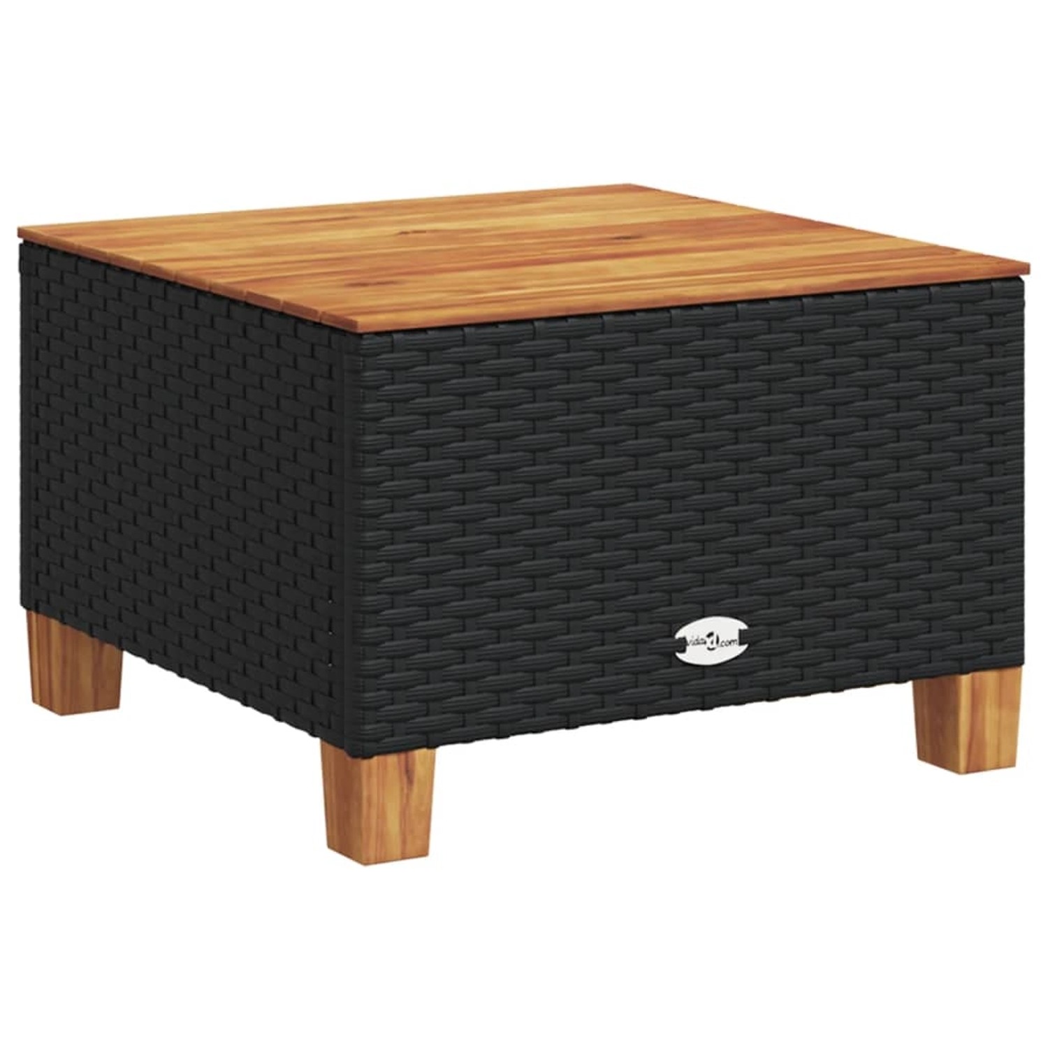 vidaXL Gartentisch Schwarz 55x55x36 cm Poly Rattan Akazienholz 365908